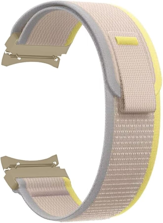 Trail Loop Nylon Band Compatible with Samsung Watch 5 Pro 45mm/Galaxy Watch 5 40mm 44mm/Galaxy Watch 4 40mm 44mm/Watch 4 Classic 42mm 46mm Bands, Soft Stretchy Sport Strap for Men Women, Yellow Beige